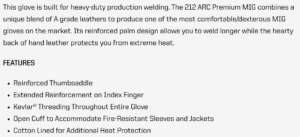 212 Performance ARC Premium MIG Welding Gloves